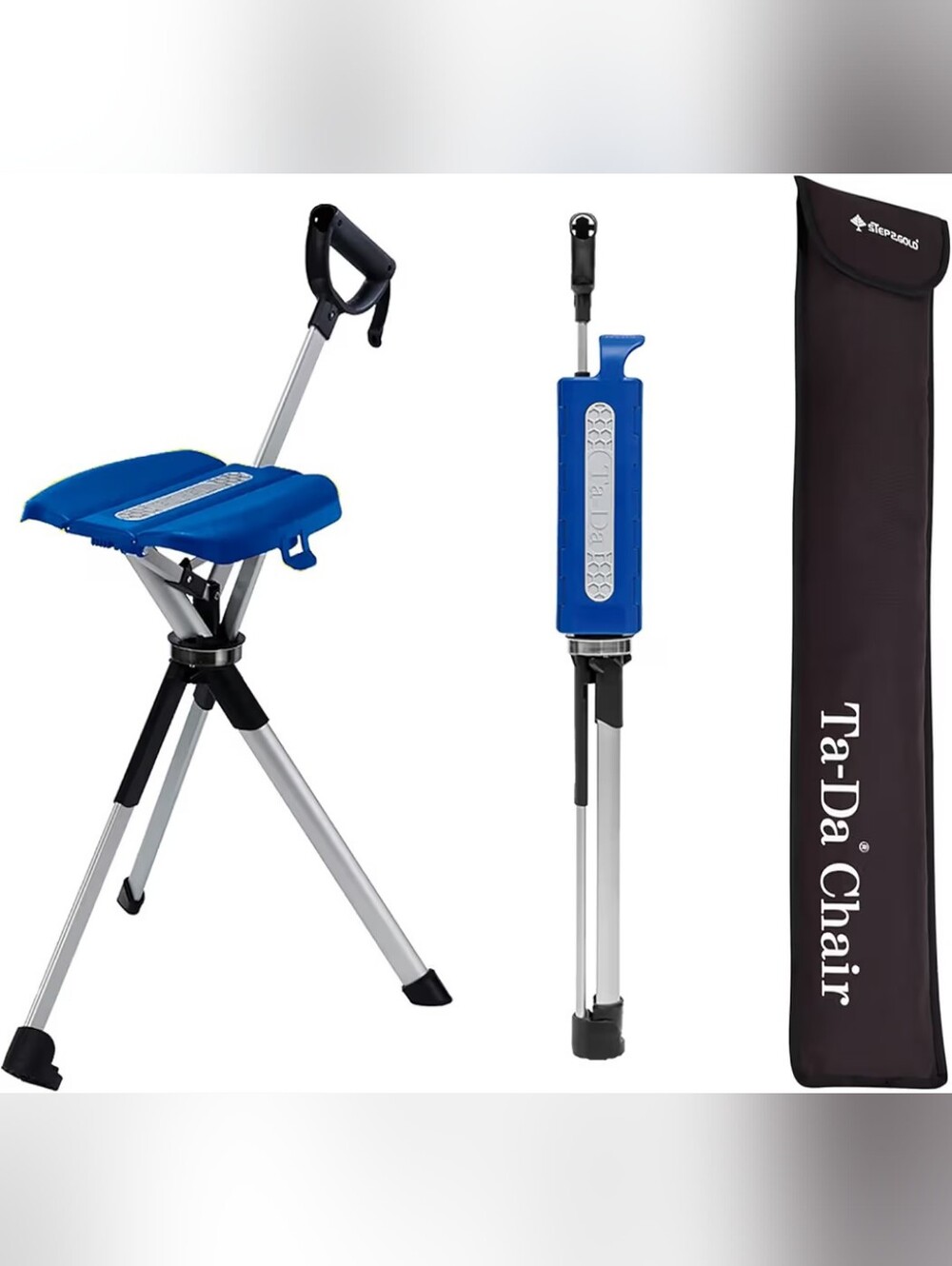 Ta-Da Chair Series 2 Folding Walking Stick Seat Hiking Cane Chair 300lb, Large